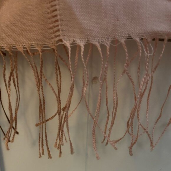 Silk-Like Brown & Beige Striped Scarf With Fringe By Si Li Da - Picture 4 of 6